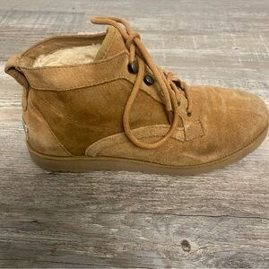 UGG Bethany Chestnut Lace Up Boot Womens Suede Sheepskin Fur Lined-size 8.5